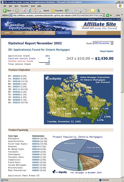 Affiliate Site - Actual Screen Shot
